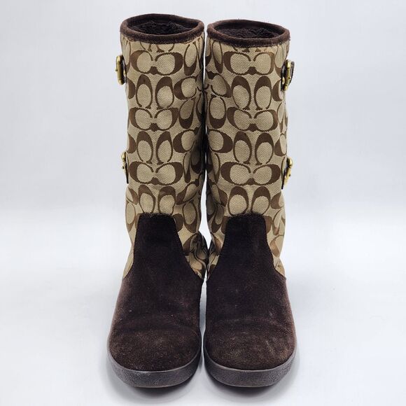 Coach Tinah Signature Logo Monogram Fleeced Lined Boots Size 8.5 - Picture 5 of 12